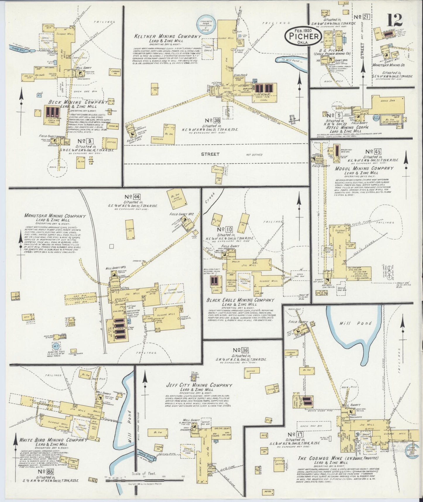 Sanborn Fire Insurance Map from Picher, Ottawa County, Oklahoma (1920), Sheet #0012 - Complete Map Set gallery image, historic Sanborn map, vintage wall art, Oklahoma Oklahoma