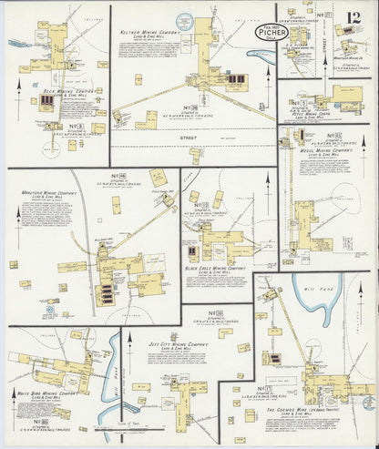 Sanborn Fire Insurance Map from Picher, Ottawa County, Oklahoma (1920), Sheet #0012 - Complete Map Set gallery image, historic Sanborn map, vintage wall art, Oklahoma Oklahoma