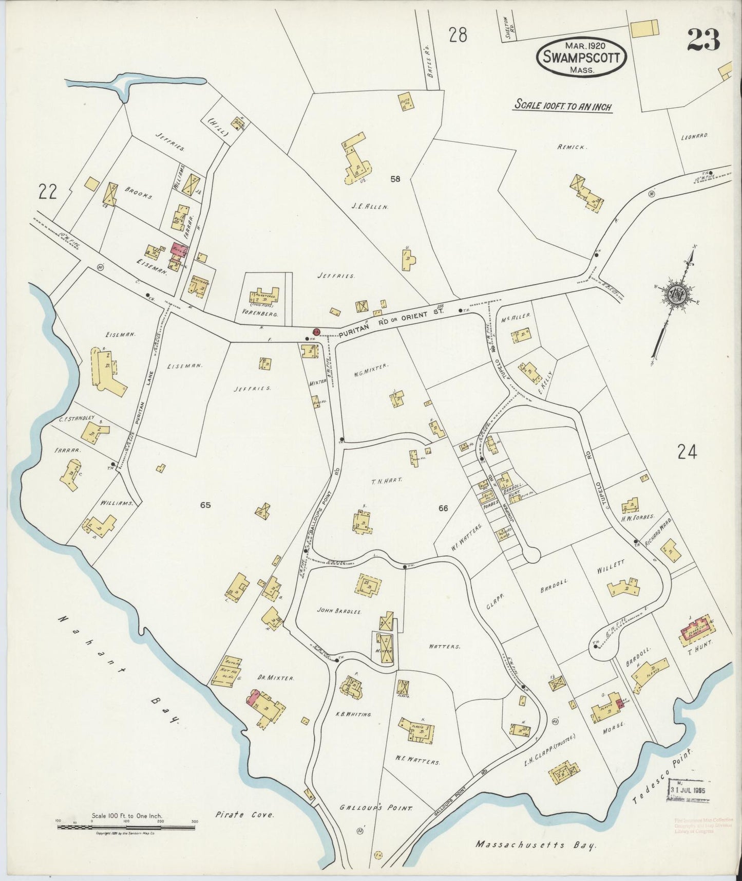 Sanborn Fire Insurance Map from Swampscott, Essex County, Massachusetts (1920), Sheet #0023 - Complete Map Set gallery image, historic Sanborn map, vintage wall art, Massachusetts Massachusetts