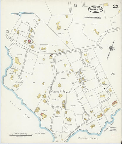 Sanborn Fire Insurance Map from Swampscott, Essex County, Massachusetts (1920), Sheet #0023 - Complete Map Set gallery image, historic Sanborn map, vintage wall art, Massachusetts Massachusetts