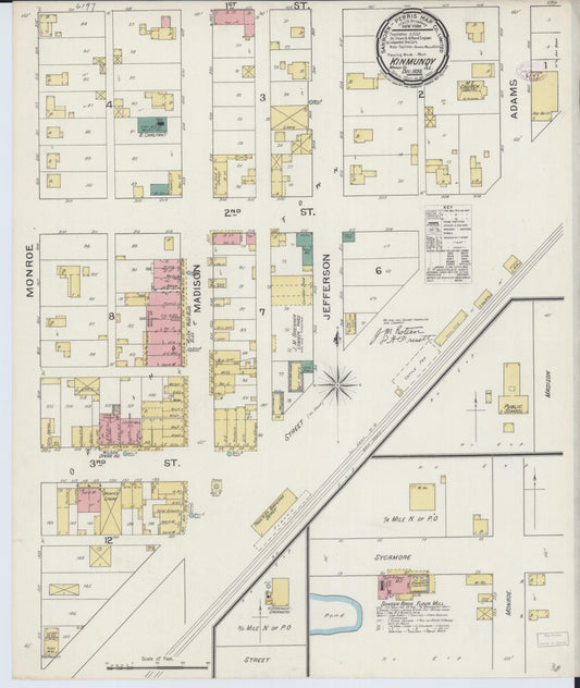 Sanborn Fire Insurance Map from Kinmundy, Marion County, Illinois (1893), Sheet #0001 - Historic Sanborn Fire Insurance Map Print, vintage old map wall art, antique decor, genealogy gift, Illinois Illinois map