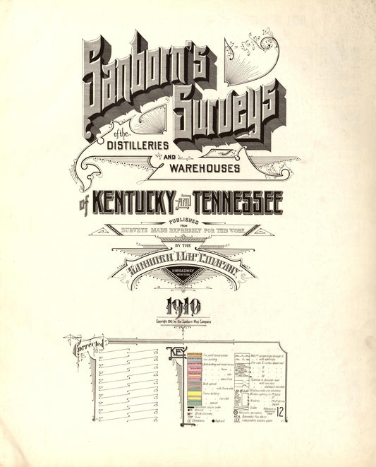 Sanborn Fire Insurance Map from , Multiple States - US (1910), Sheet #0001 - Historic Sanborn Fire Insurance Map Print, vintage old map wall art, antique decor, genealogy gift, Kentucky Kentucky map