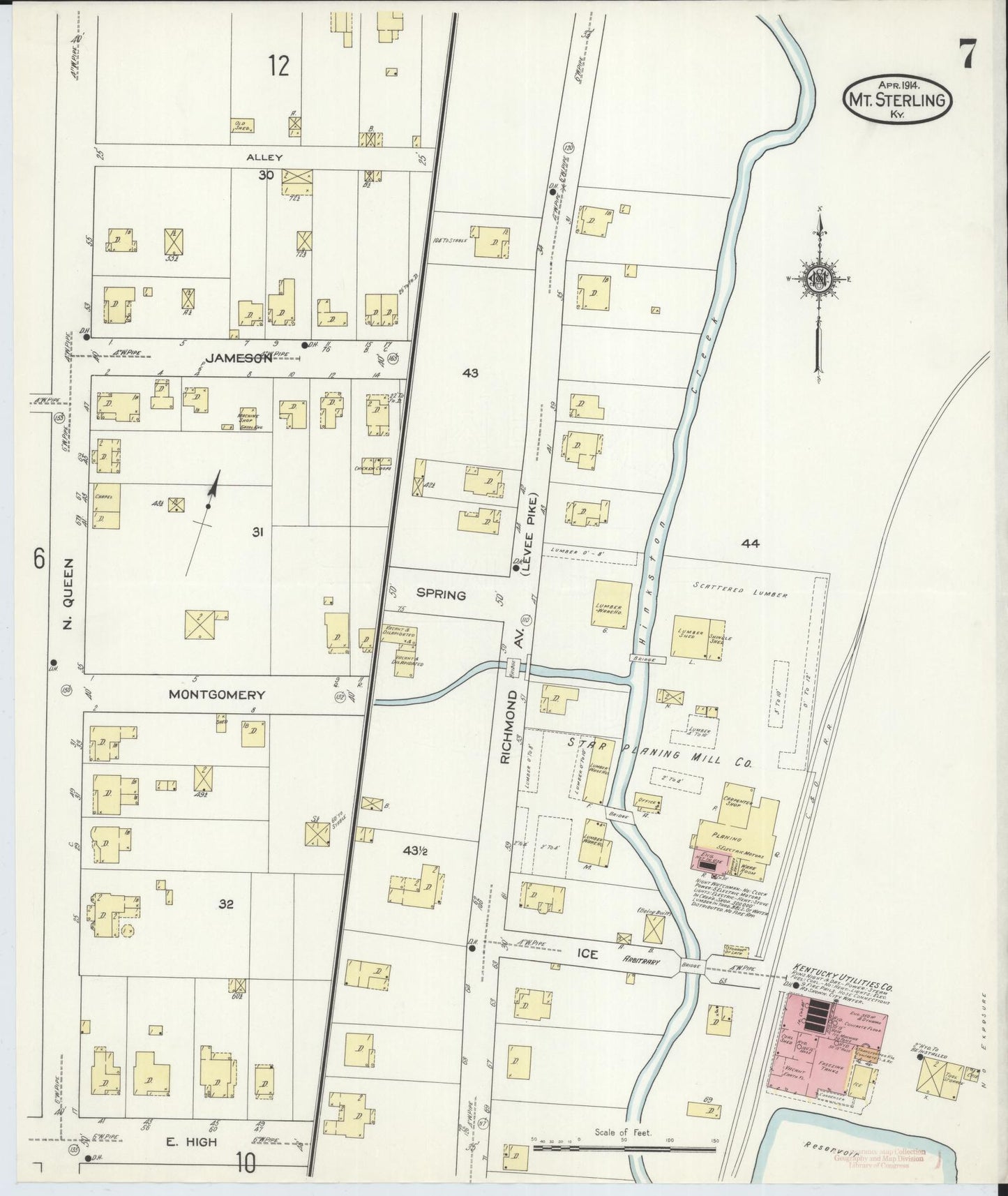 Sanborn Fire Insurance Map from Mount Sterling, Montgomery County, Kentucky (1914), Sheet #0007 - Complete Map Set gallery image, historic Sanborn map, vintage wall art, Kentucky Kentucky