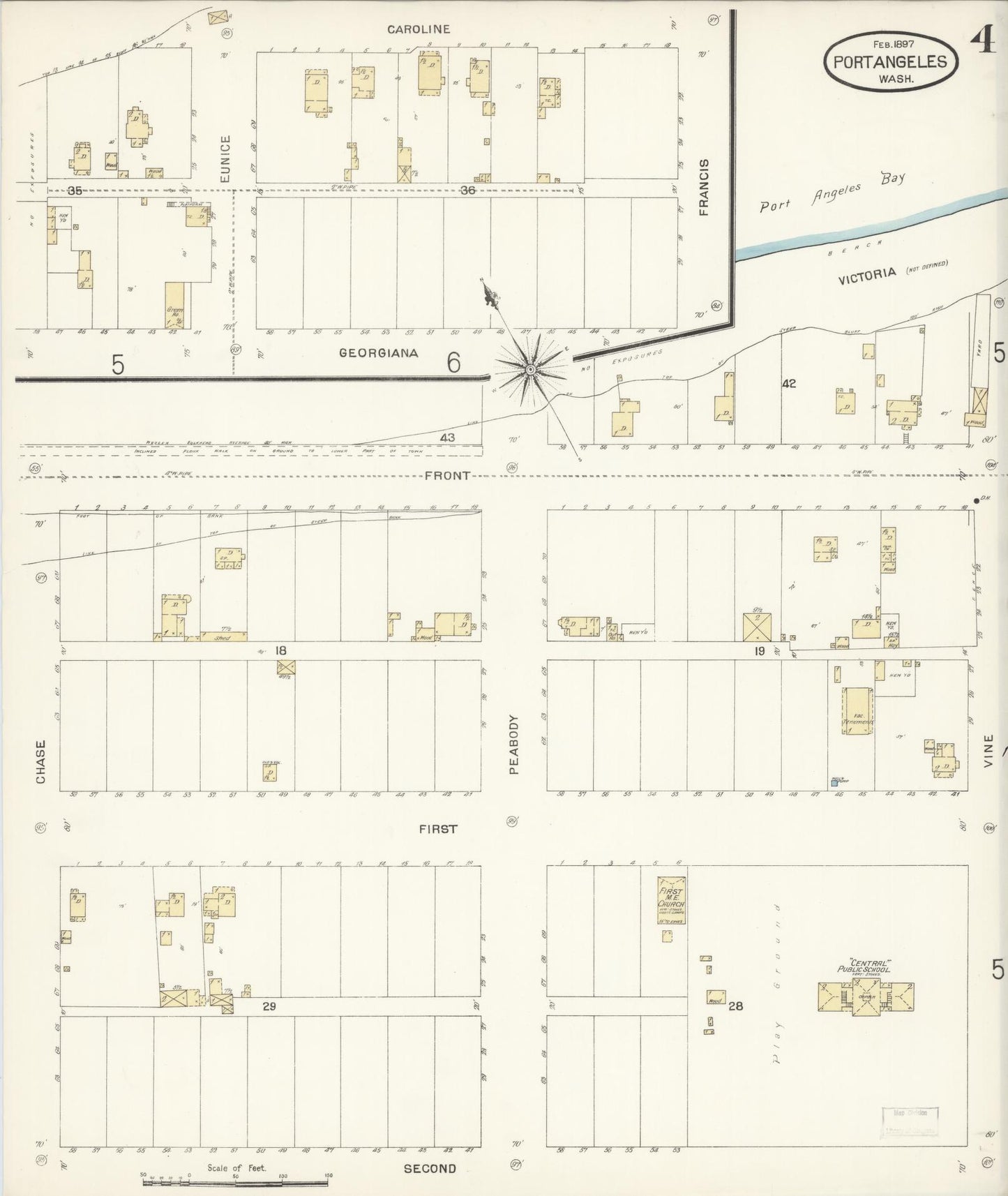 Sanborn Fire Insurance Map from Port Angeles, Clallam County, Washington (1897), Sheet #0004 - Complete Map Set gallery image, historic Sanborn map, vintage wall art, Washington Washington
