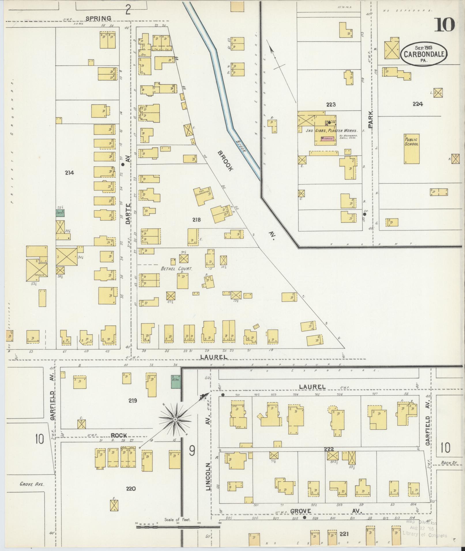 Sanborn Fire Insurance Map from Carbondale, Lackawanna County, Pennsylvania (1903), Sheet #0010 - Historic Sanborn Fire Insurance Map Print, vintage old map wall art, antique decor, genealogy gift, Pennsylvania Pennsylvania map