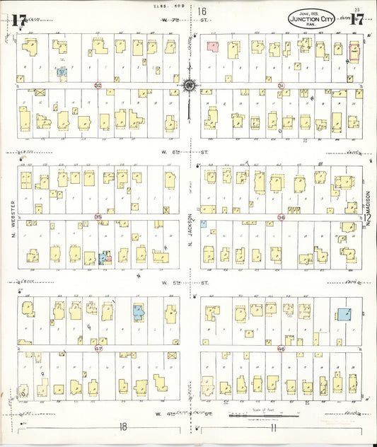 Sanborn Fire Insurance Map from Junction City, Geary County, Kansas (1947), Sheet #0017 - Historic Sanborn Fire Insurance Map Print, vintage old map wall art, antique decor, genealogy gift, Kansas Kansas map