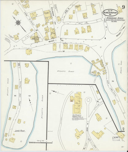 Sanborn Fire Insurance Map from Kennebunkport, York County, Maine (1911), Sheet #0009 - Complete Map Set gallery image, historic Sanborn map, vintage wall art, Maine Maine