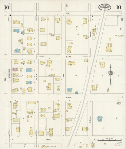 Sanborn Fire Insurance Map from Kissimmee, Osceola County, Florida (1926), Sheet #0010 - Historic Sanborn Fire Insurance Map Print, vintage old map wall art, antique decor, genealogy gift, Florida Florida map