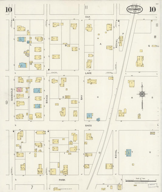 Sanborn Fire Insurance Map from Kissimmee, Osceola County, Florida (1926), Sheet #0010 - Historic Sanborn Fire Insurance Map Print, vintage old map wall art, antique decor, genealogy gift, Florida Florida map