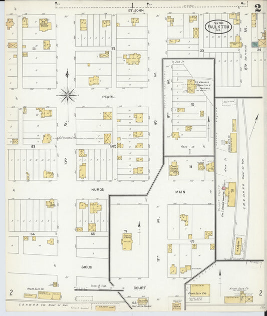 Sanborn Fire Insurance Map from Faulkton, Faulk County, South Dakota (1904), Sheet #0002 - Historic Sanborn Fire Insurance Map Print, vintage old map wall art, antique decor, genealogy gift, South Dakota South Dakota map