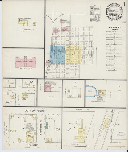 Sanborn Fire Insurance Map from Kirksville, Adair County, Missouri (1886), Sheet #0001 - Complete Map Set gallery image, historic Sanborn map, vintage wall art, Missouri Missouri