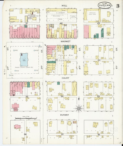 Sanborn Fire Insurance Map from Harlan, Shelby County, Iowa (1893), Sheet #0003 - Historic Sanborn Fire Insurance Map Print