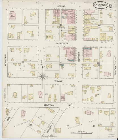 Sanborn Fire Insurance Map from Lagrange, LaGrange County, Indiana (1887), Sheet #0002 - Historic Sanborn Fire Insurance Map Print, vintage old map wall art, antique decor, genealogy gift, Indiana Indiana map