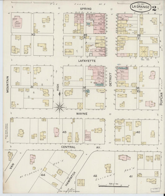 Sanborn Fire Insurance Map from Lagrange, LaGrange County, Indiana (1887), Sheet #0002 - Historic Sanborn Fire Insurance Map Print, vintage old map wall art, antique decor, genealogy gift, Indiana Indiana map