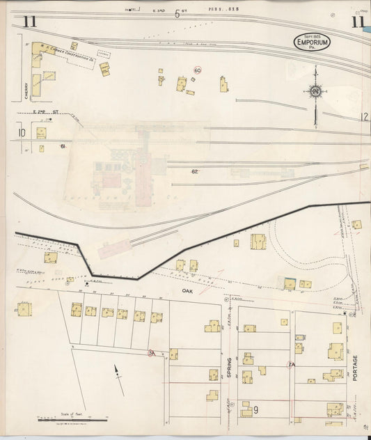 Sanborn Fire Insurance Map from Emporium, Cameron County, Pennsylvania (1938), Sheet #0011 - Historic Sanborn Fire Insurance Map Print, vintage old map wall art, antique decor, genealogy gift, Pennsylvania Pennsylvania map
