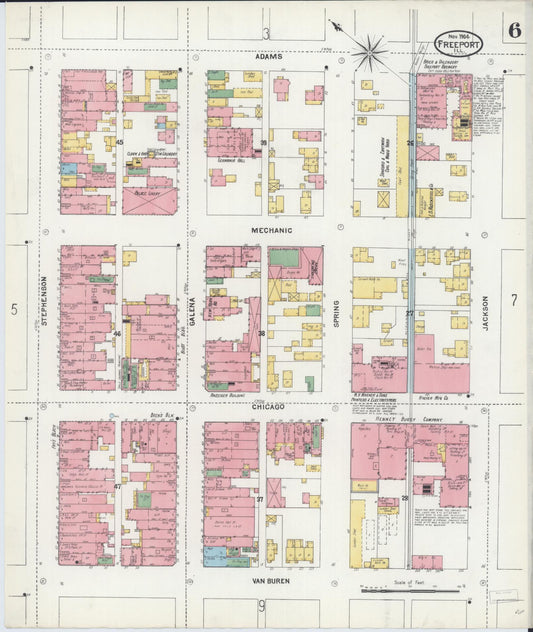 Sanborn Fire Insurance Map from Freeport, Stephenson County, Illinois (1904), Sheet #0006 - Historic Sanborn Fire Insurance Map Print, vintage old map wall art, antique decor, genealogy gift, Illinois Illinois map