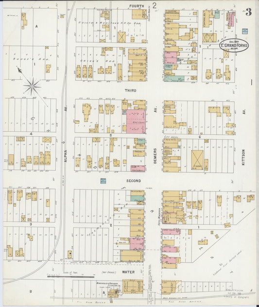 Sanborn Fire Insurance Map from East Grand Forks, Polk County, Minnesota (1897), Sheet #0003 - Historic Sanborn Fire Insurance Map Print, vintage old map wall art, antique decor, genealogy gift, Minnesota Minnesota map