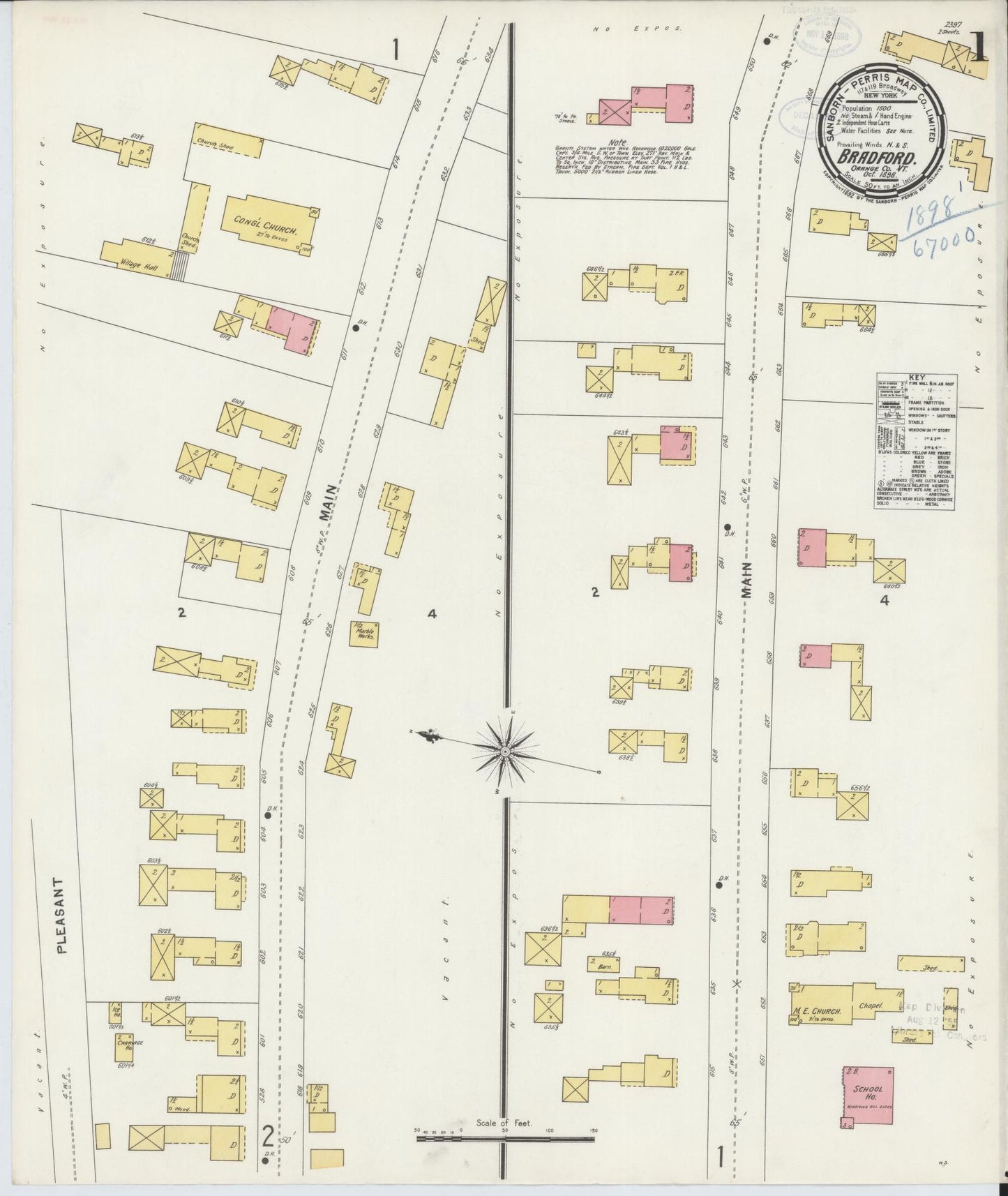 Sanborn Fire Insurance Map from Bradford, Orange County, Vermont. (1898) – Historic Sanborn Fire Insurance Map Print