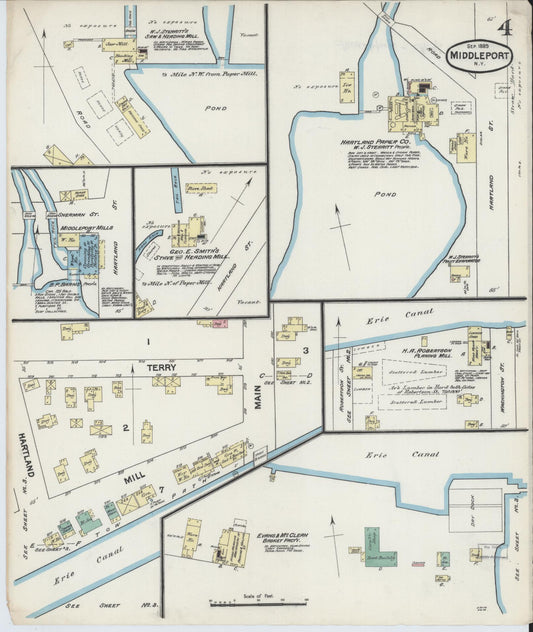 Sanborn Fire Insurance Map from Middleport, Niagara County, New York (1889), Sheet #0004 - Historic Sanborn Fire Insurance Map Print, vintage old map wall art, antique decor, genealogy gift, New York New York map