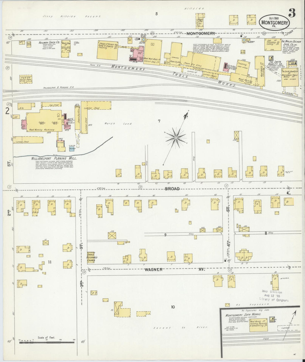 Sanborn Fire Insurance Map from Montgomery, Lycoming County, Pennsylvania (1901), Sheet #0003 - Complete Map Set gallery image, historic Sanborn map, vintage wall art, Pennsylvania Pennsylvania