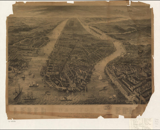 New York und Umgegend. (1867) – Historic Bird’s-Eye View Panorama Print