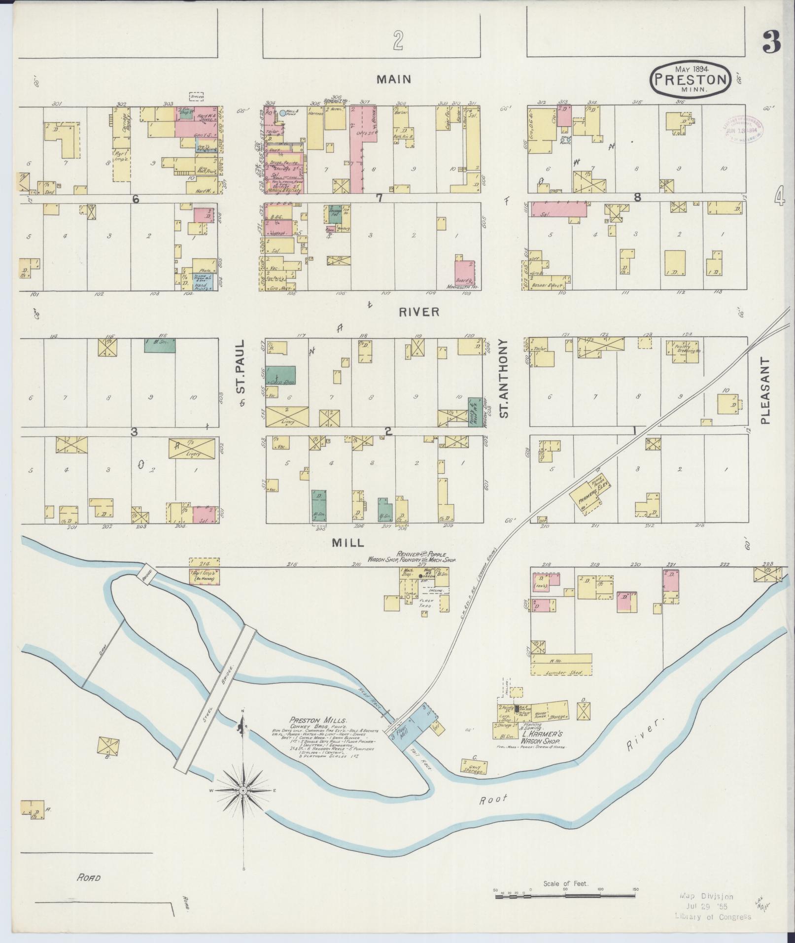 Sanborn Fire Insurance Map from Preston, Fillmore County, Minnesota (1894), Sheet #0003 - Complete Map Set gallery image, historic Sanborn map, vintage wall art, Minnesota Minnesota