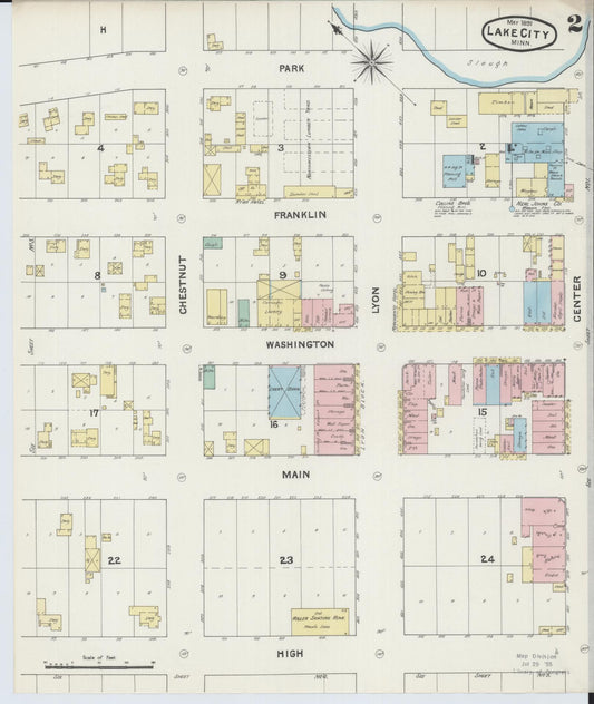 Sanborn Fire Insurance Map from Lake City, Wabasha County, Minnesota (1891), Sheet #0002 - Historic Sanborn Fire Insurance Map Print, vintage old map wall art, antique decor, genealogy gift, Minnesota Minnesota map