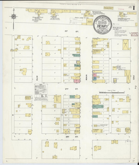 Sanborn Fire Insurance Map from Henry, Codington County, South Dakota (1910), Sheet #0001 - Historic Sanborn Fire Insurance Map Print, vintage old map wall art, antique decor, genealogy gift, South Dakota South Dakota map