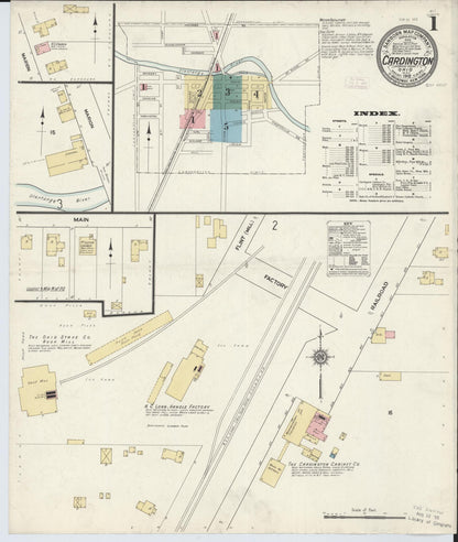 Sanborn Fire Insurance Map from Cardington, Morrow County, Ohio (1912), Sheet #0001 - Historic Sanborn Fire Insurance Map Print, vintage old map wall art, antique decor, genealogy gift, Ohio Ohio map