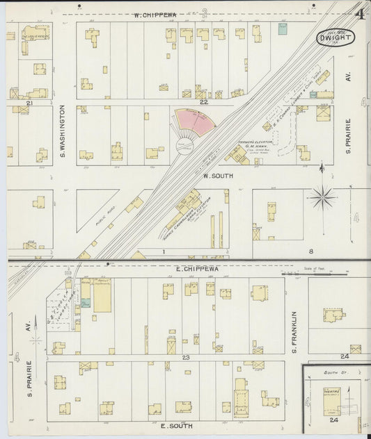 Sanborn Fire Insurance Map from Dwight, Livingston County, Illinois (1892), Sheet #0004 - Historic Sanborn Fire Insurance Map Print, vintage old map wall art, antique decor, genealogy gift, Illinois Illinois map