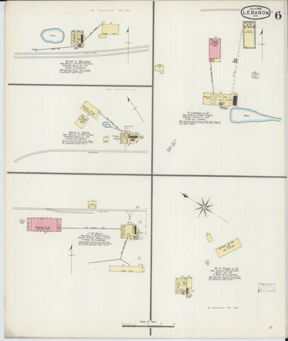 Sanborn Fire Insurance Map from Lebanon, Marion County, Kentucky (1895), Sheet #0006 - Complete Map Set gallery image, historic Sanborn map, vintage wall art, Kentucky Kentucky
