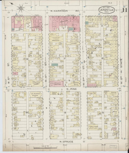 Sanborn Fire Insurance Map from Leadville, Lake County, Colorado (1886), Sheet #0011 - Complete Map Set gallery image, historic Sanborn map, vintage wall art, Colorado Colorado