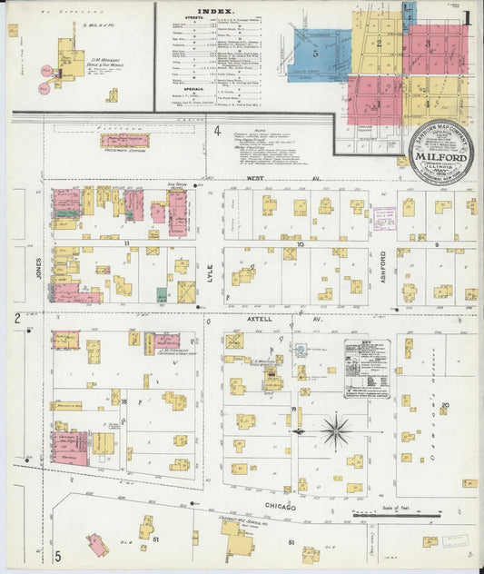 Sanborn Fire Insurance Map from Milford, Iroquois County, Illinois (1906), Sheet #0001 - Complete Map Set gallery image, historic Sanborn map, vintage wall art, Illinois Illinois