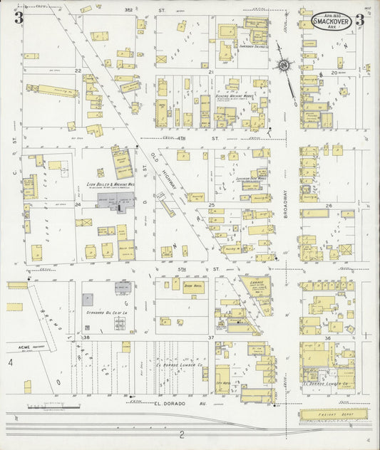 Sanborn Fire Insurance Map from Smackover, Union County, Arkansas (1930), Sheet #0003 - Historic Sanborn Fire Insurance Map Print, vintage old map wall art, antique decor, genealogy gift, Arkansas Arkansas map
