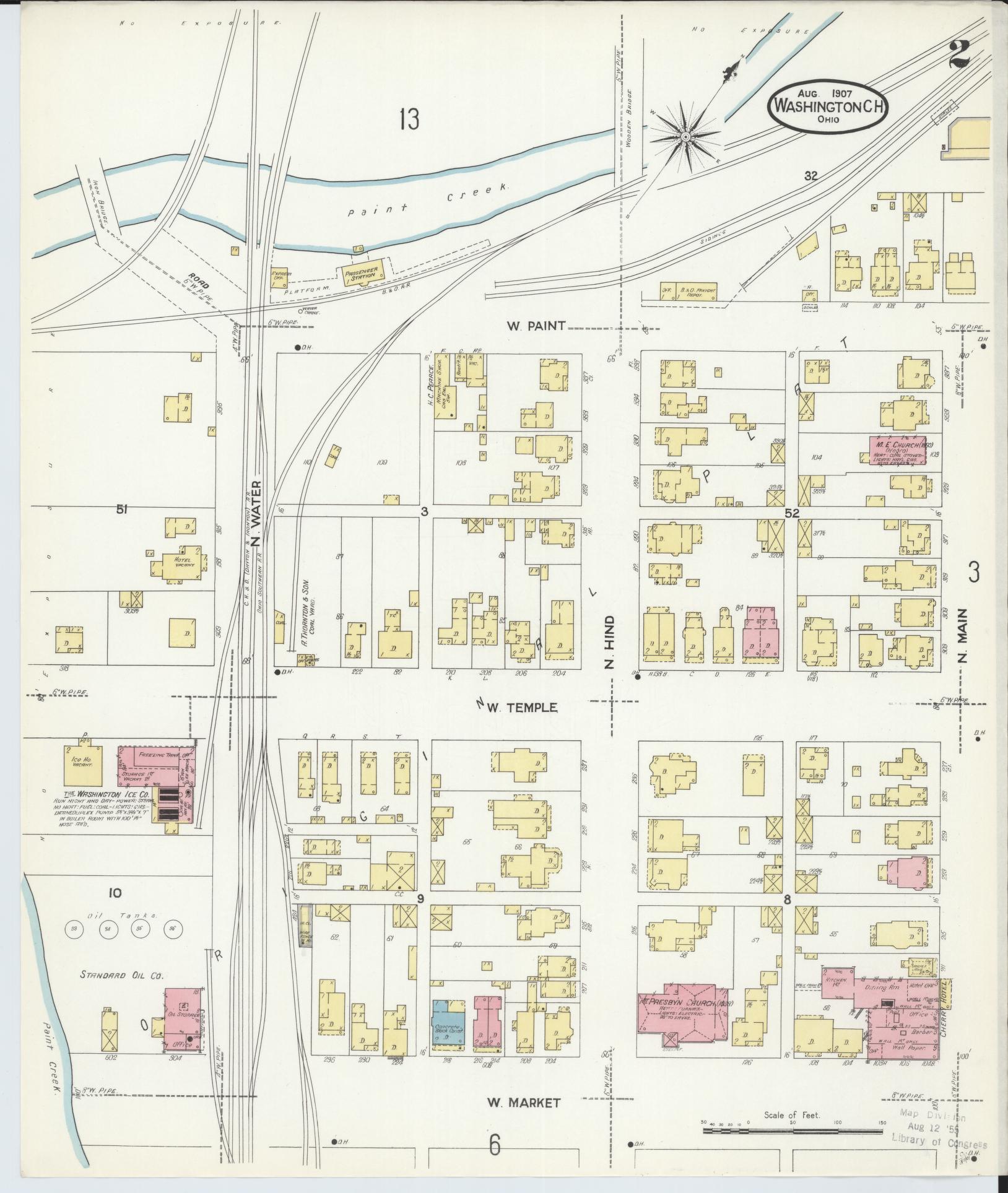 Sanborn Fire Insurance Map from Washington Court House, Fayette County, Ohio (1907), Sheet #0002 - Complete Map Set gallery image, historic Sanborn map, vintage wall art, Ohio Ohio