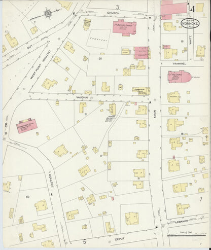 Sanborn Fire Insurance Map from Roanoke, Randolph County, Alabama (1913), Sheet #0004 - Complete Map Set gallery image, historic Sanborn map, vintage wall art, Alabama Alabama