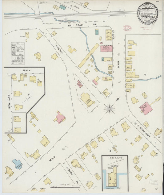 Sanborn Fire Insurance Map from Stratford, Fairfield County, Connecticut (1895), Sheet #0001 - Historic Sanborn Fire Insurance Map Print, vintage old map wall art, antique decor, genealogy gift, Connecticut Connecticut map