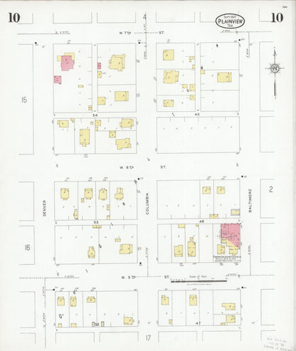 Sanborn Fire Insurance Map from Plainview, Hale County, Texas (1927), Sheet #0010 - Historic Sanborn Fire Insurance Map Print, vintage old map wall art, antique decor, genealogy gift, Texas Texas map