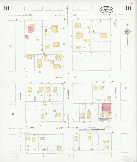 Sanborn Fire Insurance Map from Plainview, Hale County, Texas (1927), Sheet #0010 - Historic Sanborn Fire Insurance Map Print, vintage old map wall art, antique decor, genealogy gift, Texas Texas map