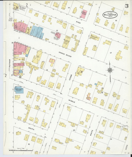 Sanborn Fire Insurance Map from Williamston, Ingham County, Michigan (1910), Sheet #0003 - Historic Sanborn Fire Insurance Map Print, vintage old map wall art, antique decor, genealogy gift, Michigan Michigan map