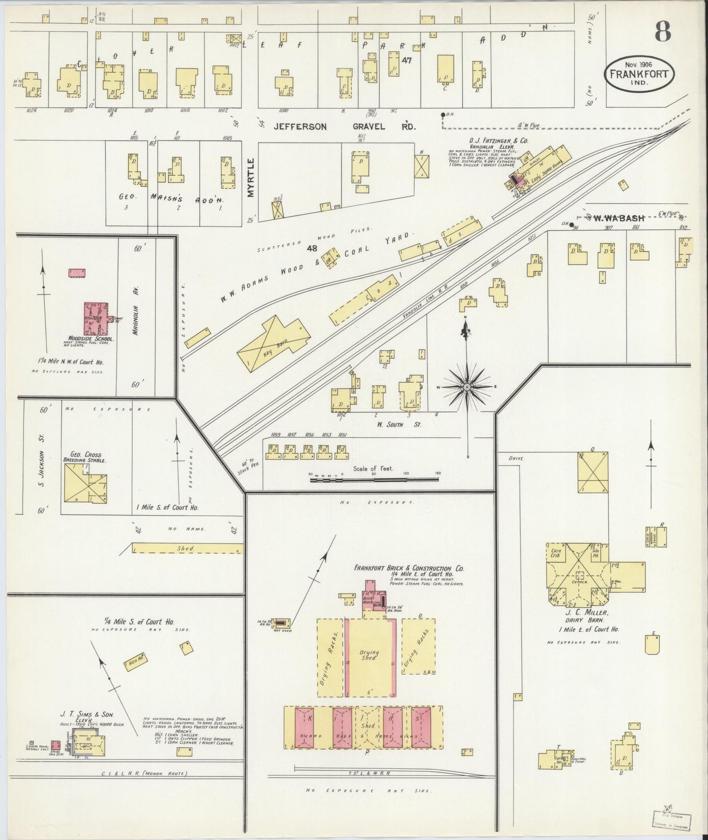 Sanborn Fire Insurance Map from Frankfort, Clinton County, Indiana (1906), Sheet #0008 - Complete Map Set gallery image, historic Sanborn map, vintage wall art, Indiana Indiana
