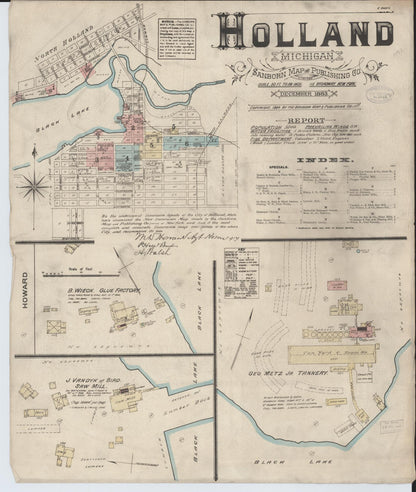 Sanborn Fire Insurance Map from Holland, Ottawa County, Michigan (1883), Sheet #0001 - Historic Sanborn Fire Insurance Map Print, vintage old map wall art, antique decor, genealogy gift, Michigan Michigan map