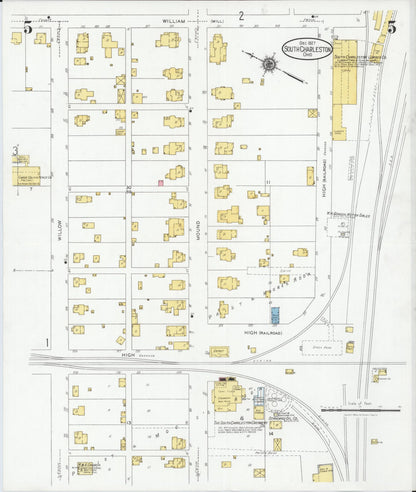 Sanborn Fire Insurance Map from South Charleston, Clark County, Ohio (1927), Sheet #0005 - Historic Sanborn Fire Insurance Map Print, vintage old map wall art, antique decor, genealogy gift, Ohio Ohio map