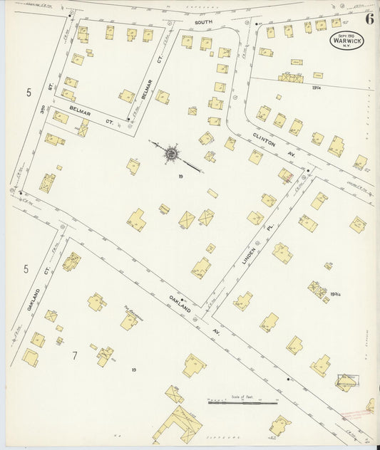 Sanborn Fire Insurance Map from Warwick, Orange County, New York (1910), Sheet #0006 - Historic Sanborn Fire Insurance Map Print, vintage old map wall art, antique decor, genealogy gift, New York New York map