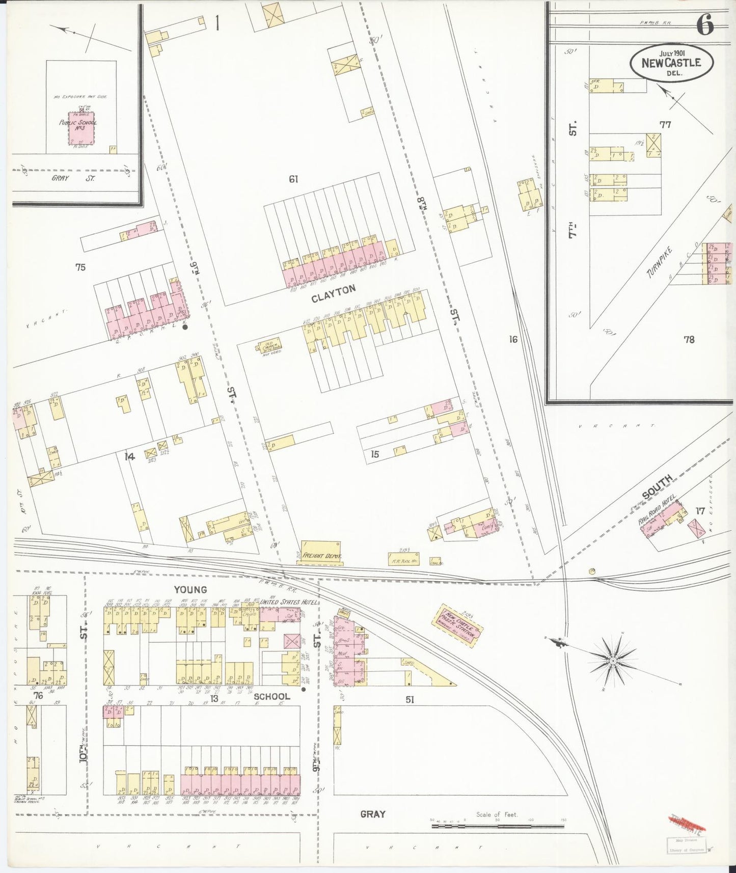 Sanborn Fire Insurance Map from New Castle, New Castle County, Delaware (1901), Sheet #0006 - Complete Map Set gallery image, historic Sanborn map, vintage wall art, Delaware Delaware