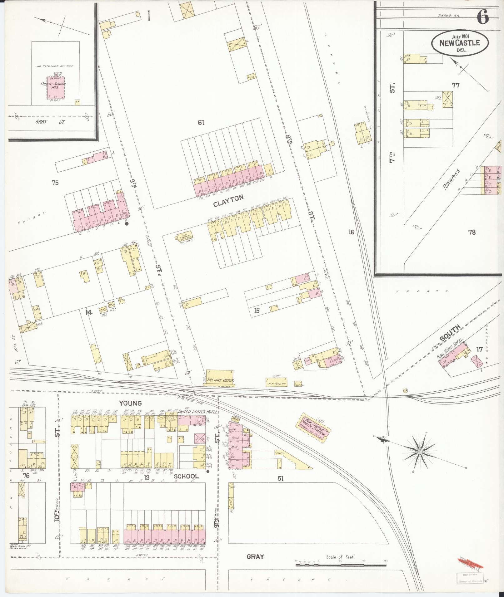 Sanborn Fire Insurance Map from New Castle, New Castle County, Delaware (1901), Sheet #0006 - Complete Map Set gallery image, historic Sanborn map, vintage wall art, Delaware Delaware