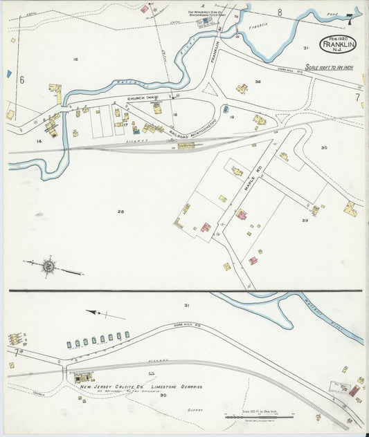 Sanborn Fire Insurance Map from Franklin, Sussex County, New Jersey (1920), Sheet #0007 - Historic Sanborn Fire Insurance Map Print, vintage old map wall art, antique decor, genealogy gift, New Jersey New Jersey map