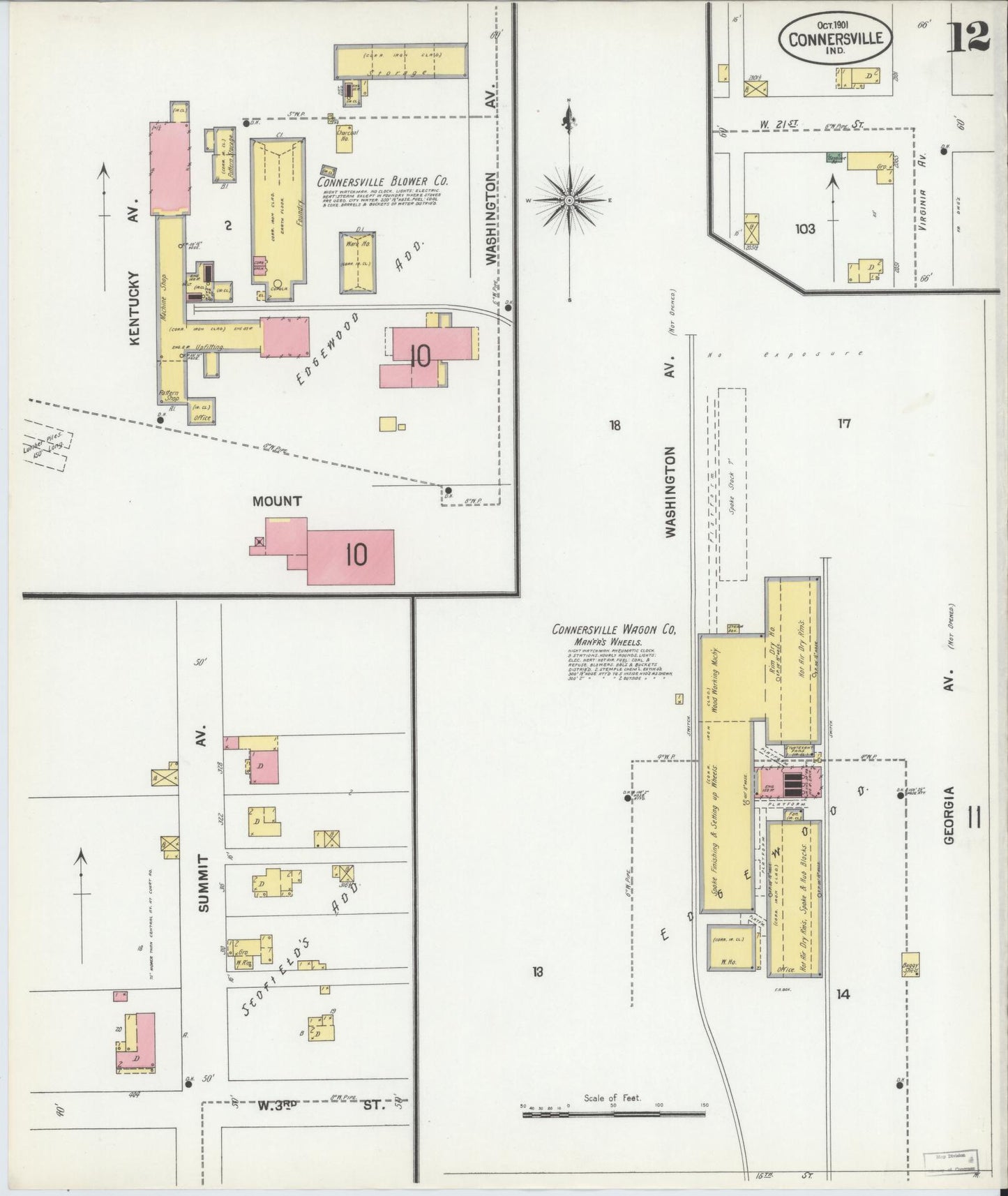 Sanborn Fire Insurance Map from Connersville, Fayette County, Indiana (1901), Sheet #0012 - Complete Map Set gallery image, historic Sanborn map, vintage wall art, Indiana Indiana