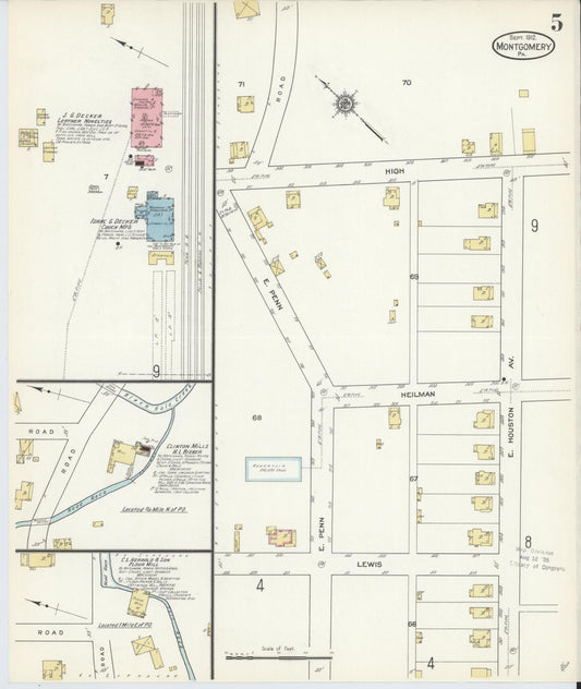 Sanborn Fire Insurance Map from Montgomery, Lycoming County, Pennsylvania (1912), Sheet #0005 - Historic Sanborn Fire Insurance Map Print, vintage old map wall art, antique decor, genealogy gift, Pennsylvania Pennsylvania map