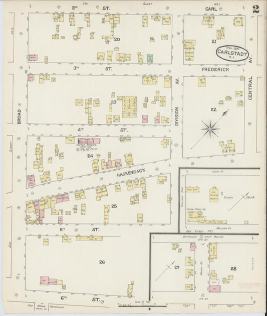 Sanborn Fire Insurance Map from Carlstadt, Bergen County, New Jersey (1890), Sheet #0002 - Historic Sanborn Fire Insurance Map Print, vintage old map wall art, antique decor, genealogy gift, New Jersey New Jersey map